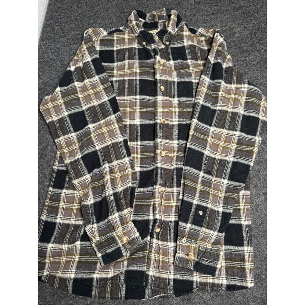 Red Head Brand Mens Flannel Shirt Medium brown black Plaid Classic Outdoor